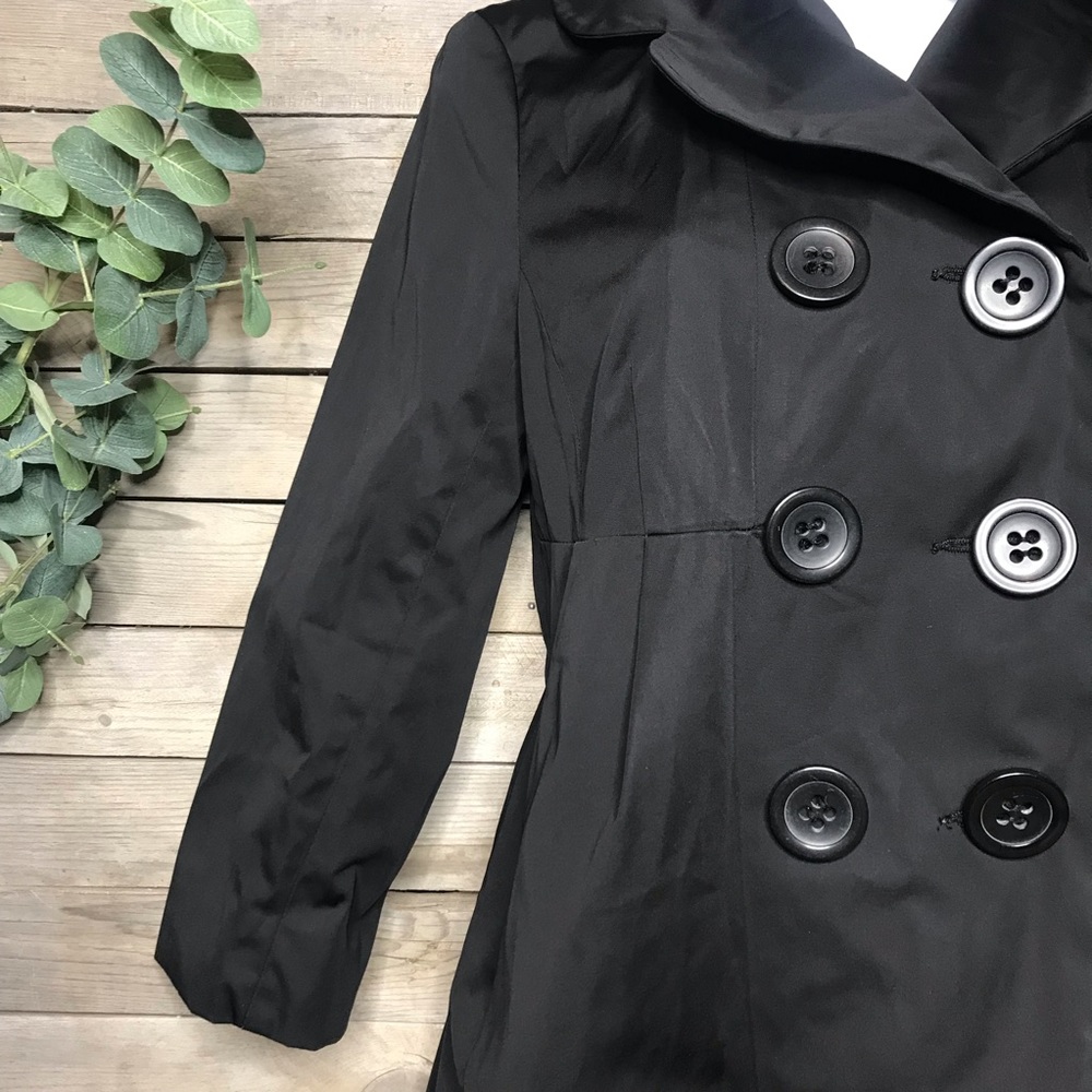 Express | Black Double Button Front Coat Size Xs - image 4